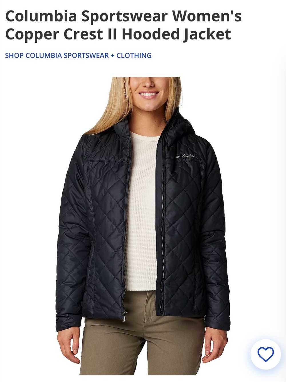 Columbia Black Quilted Hooded Women's Puffer Jacket